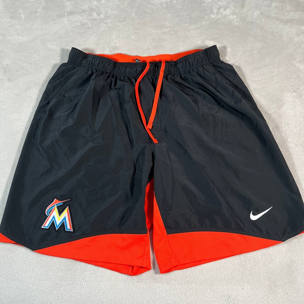 Nike Miami Marlins MLB Shorts Men's XL Black Orange Dri-FIT Athletic Authentic